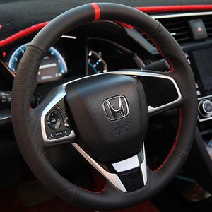 Housse de volant en cuir cousue à la main pour accessoires d'intérieur de voiture Honda CRV Civic