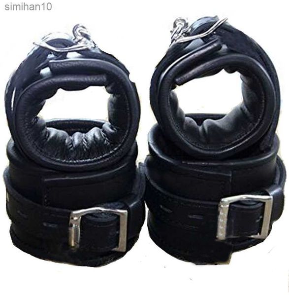 Manos de cuero para sexo Suave muñeca acolchada Tobillo s BDSM Bondage Set Juguetes para adultos Juguetes eróticos L230518