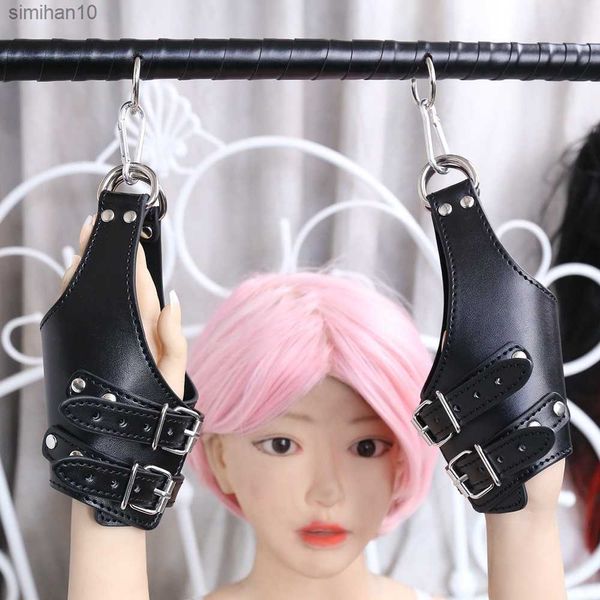 Gants en cuir suspendus à la porte Bondage Hands pour Sex Swing Suspension Hand s Restraint Fetish Bondage SexToys pour adultes L230518