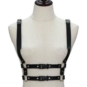 Harnais en cuir goth chaîne de carrosserie punk pour femmes Gartières STRAP BONDAGE HALTERNECK Collier gothique