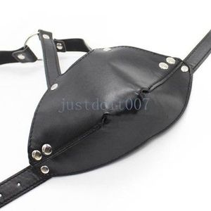 Bondage TÊTE EN CUIR HARNAIS BOUCHE GAG visage sangle masque retenue prisonnier goth costume # R98