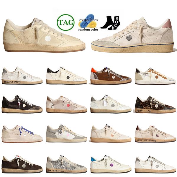 Cuir Italie Marque Designer Casual Chaussures De Luxe Ball Star Daim Low Femmes Hommes Baskets À La Main Upper Gold Glitter Vintage Argent Baskets Basketball Mocassins