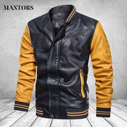 Veste en cuir Hommes Hiver Polaire Moto Pu Leahter Vestes Homme Col Montant Casual Coupe-Vent Slim Fit Bommer Manteau 4XL 3XL 211009