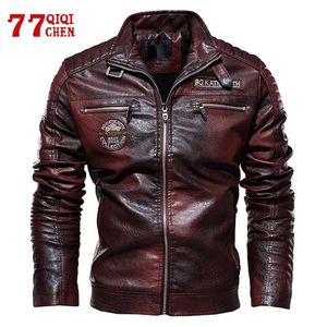 Veste en cuir hommes hiver polaire moto PU veste en cuir mâle col montant décontracté coupe-vent ropa de hombre Slim manteau 231227