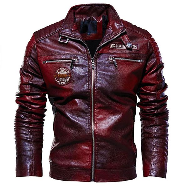 Veste en cuir hommes hiver polaire moto PU veste en cuir mâle col montant décontracté coupe-vent Ropa De Hombre manteau grande taille 240122