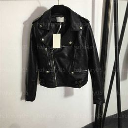 Veste en cuir Femmes Manteaux Designer Femmes Top Lettre Gaufrage Irrégulière Poche À Glissière Revers À Manches Longues Manteau De Moto Belles Vestes Vêtements Pour Femmes