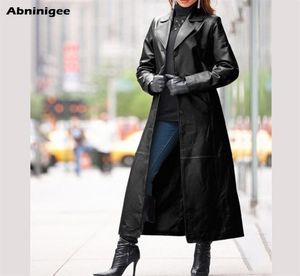 Veste en cuir Femmes longues Vêtements S Vêtements Spring Couleur solide Steampunk Gothic Biker Woman Femme Faux Fur Coat 2208187192562