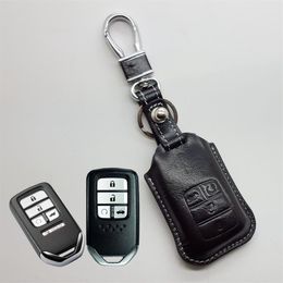 Funda de cuero para mando a distancia para Honda Civic 2020 Accord Pilot Car Key Holder Shell Bag carteras llavero Honda Auto accesso215j