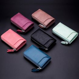 Porte-clés en cuir hommes portefeuilles femmes porte-clés organisateur pochette vache Split clés de voiture portefeuille femme de ménage étui Mini carte Bag180a