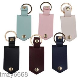 Porte-clés en cuir pendentif Sublimation blanc en alliage d'aluminium porte-clés de voiture transfert de chaleur bricolage porte-clés décoratif 6 couleurs M20D