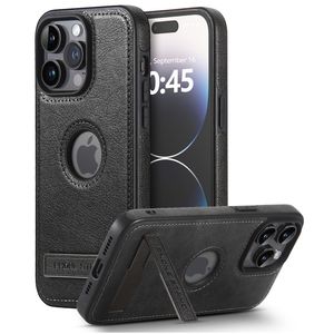 Lederen standaard telefoonhoesjes voor iPhone 15 13 Pro Max 14 Plus 12 11 Mobile Case Shockproof Flexible Soft Grip Luxury Back Cover 20 stks