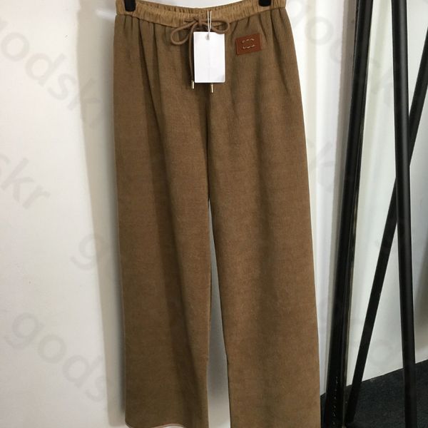 Pantalon à jambes larges en cuir pour femmes, imprimé de styliste, taille haute, mode, ample, taille élastique