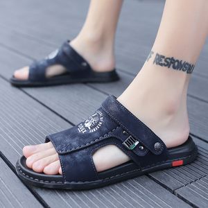 Leer grote echte zomer klassieke slippers zachte sandalen mannen s Romeinse comfort wandelschoenen schoen