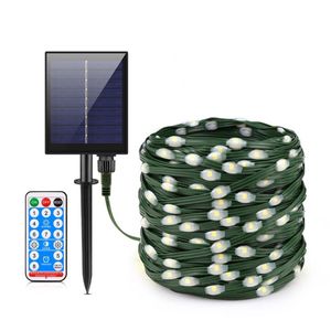 Guirlande solaire LED en cuir, 100M, lumières féeriques de noël, guirlande extérieure étanche, lampe solaire haute puissance pour décoration de jardin 240S