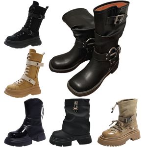 Longueur mi-hiver Designer cuir bottes d'automne pour femmes marron noir cuir verni tempérament empilé personnalisé chaussons chaussures d'extérieur Eu 83