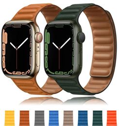 Lien en cuir pour Apple Watch Band 44 mm 40mm 45 mm 41 mm 38 mm 42 mm Bracelet de boucle de boucle magnétique Iwatch Serie 3 5 4 SE 62285212