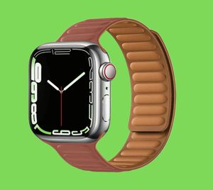 Lien en cuir pour Apple Watch Band 44mm 40mm 41mm 45 mm 42 mm 38 mm Bracelet de boucle magnétique d'origine Iwatch Series 3 5 4 SE 6 7 STRAP H9716752