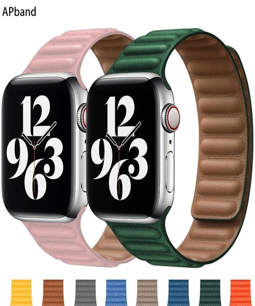 Enlace de cuero para la banda de reloj Apple 44 mm 44 mm 38 mm de 42 mm Band de la banda Magnética original Bracelet Iwatch Seires 3 5 4 6 SE Strap2807217