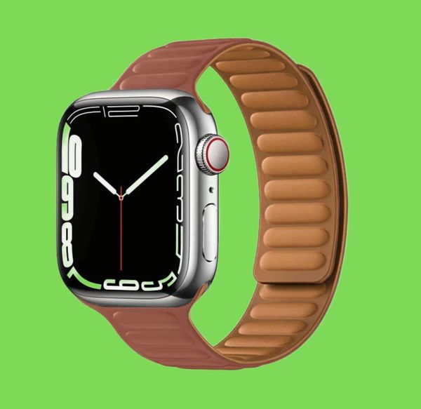 Lien en cuir pour Apple Watch Band 44mm 40mm 41mm 45 mm 42 mm 38 mm Bracelet de boucle magnétique d'origine Iwatch Series 3 5 4 SE 6 7 STRAP H5679867