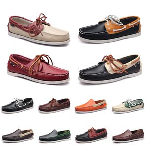 Leer Loafers topHeren Casual Mode Schoenen Sneakers Bodem Laag uitgesneden Klassiek Veelkleurig Triple Zwart Oranje Gr