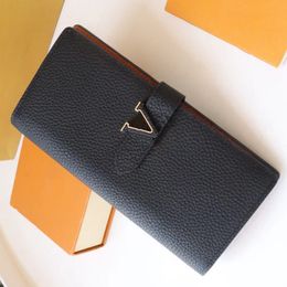 Lederen lange portemonnee vrouwen designer Verticale portemonnee Hoogte Kwaliteit Bloembrief Portemines met originele doos M81330 M81367