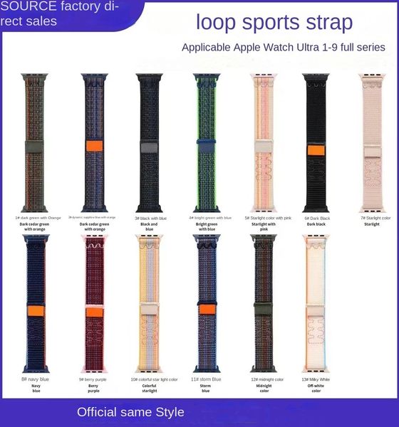 Nouveau Bracelet à boucle en Nylon officiel pour Apple Watch série Ultra 2/9/8/7/6/5/se Bracelet étanche Sport pour IWatch 41 45mm 49 44mm Bracelet