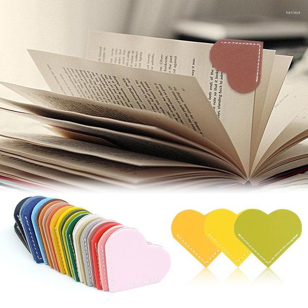 Clip de Page de livre d'amour en cuir, Mini signet en forme de cœur, marque de lecture Portable pour bibliothèque d'étudiant, papeterie fournitures scolaires et de bureau