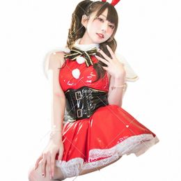 Leer Mooie Rode Meid Lolita Dr Kawaii Halen Outfits Meid Kawaii Kerst Dr Kerstman Cosplay Kostuum Vrouwen W2U4 #