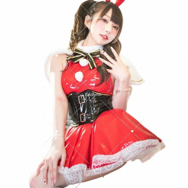 Cuir Belle Rouge Maid Lolita Dr Kawaii Halen Tenues Maid Kawaii Noël Dr Père Noël Cosplay Costume Femmes W2U4 #