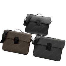 Morrientes de lujo de cuero para hombres Trabajo de diseñador Empresa Tote Bolsas Handbag Black Shoulder Abogado Side Crossbody Bolse