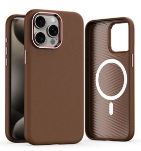 Étui magnétique en cuir pour iPhone 15 Pro Max 14 13 12, compatible avec Magsafe, couverture de protection de la caméra de charge sans fil