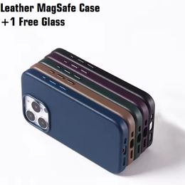 Étui MagSafe en cuir pour iPhone 15 Pro Max avec fenêtre pop-up avec logo inséré, compatible avec 14 Plus 13
