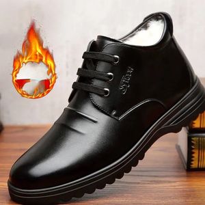 Cuir Man Snow Plux Génécaute épaississe Mennes S Boot à main les chaussures de lacet d'hiver.