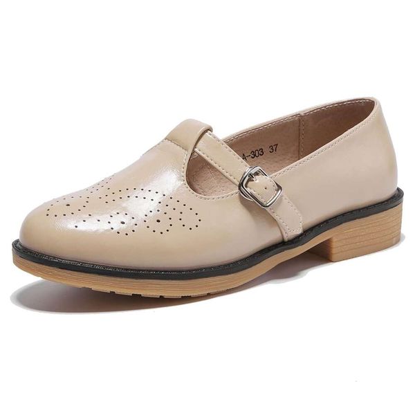 Leather Mary Jane - Zapatos de mujer Truland Oxford One Step T -Strap Loafers Casual Toe Formal plano, adecuado para el trabajo de oficina 416 TSTRAP, 787 122
