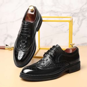 Oxfords en cuir à lacets pour hommes, chaussures formelles à bout pointu, pour fête de mariage, bureau, tenue décontractée, chaussures sociales