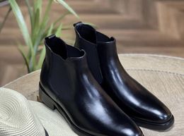 Lederen heren 2024 handgemaakte echte hoge top Britse stijl Vintage korte laarsjes Chelsea Boot 75457