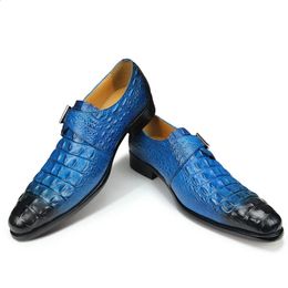 Cuir Mens Match Style Chaussures Véritable mots de robe classiques Businet Businet Bustle Slip on Point Toe Black Bleu 231109 183
