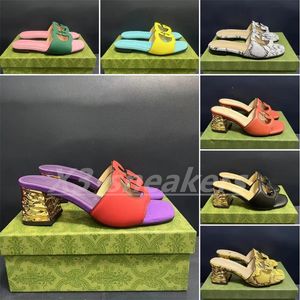 Cuir Mid Heel dames sandals pantoufles de créateur de mode dames plates chevilles