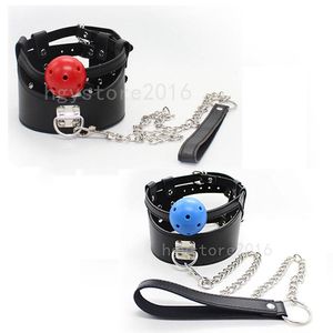 Bondage lederen nek kraag korset choker mond gag ketting riem beperking rollenspel slave #r78