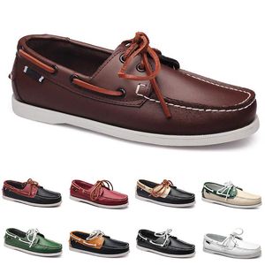 Lederen erwten heren casual rijschoenen zachte zool mode zwarte marine wit blauw zilver khaki geel donkergrijs schoeisel all-match luie grensoverschrijdende 39-45 kleuren11