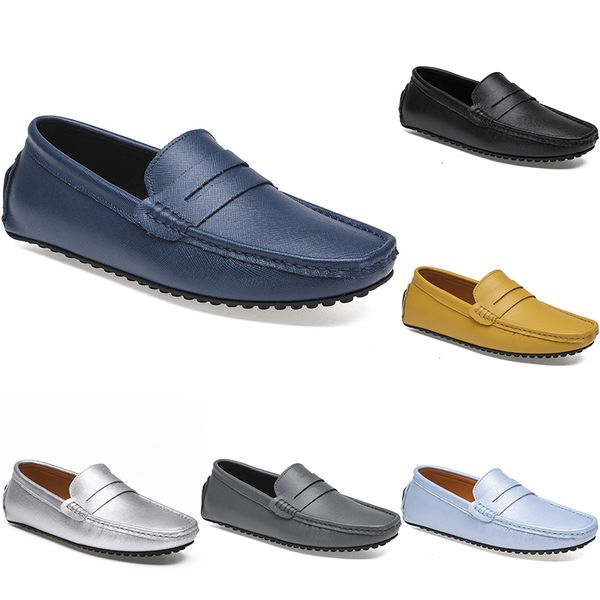 guisantes de cuero zapatos de conducción casuales para hombres suela suave moda negro azul marino blanco azul plata amarillo gris calzado todo-fósforo perezoso transfronterizo 38-46 color113