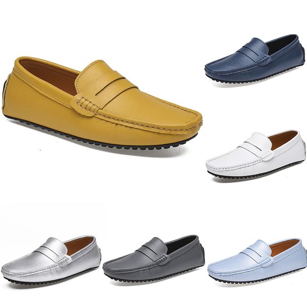 guisantes de cuero zapatos de conducción casuales para hombres suela suave moda negro azul marino blanco azul plata amarillo gris calzado todo-fósforo perezoso transfronterizo 38-46 color73