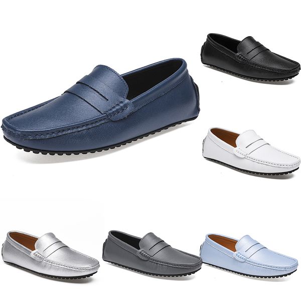 guisantes de cuero zapatos de conducción casuales para hombres suela suave moda negro azul marino blanco azul plata amarillo gris calzado todo-fósforo perezoso transfronterizo 38-46 color91