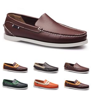 Lederen erwten heren casual schoenen rijden zachte zool lederen triple zwart wit bruin mahonie bordeaux Alle match lui taupe champagne sneakers color23-1