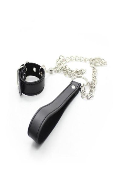 Anneaux de pénis en cuir avec chaîne en métal laisse Cockring stimulateur de clitoris anneau de verrouillage anneau de pénis produits de jouets sexuels pour Couple hommes 4608600