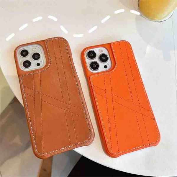 Étui de téléphone en cuir Marque de luxe Cheval Orange Téléphone portable classique 15Promax Cases 14 13 12 Apple 11 XR/XS Designer Fashion Trendy 8plus Cover