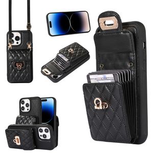 Leren telefoonhoesje Portemonneehoes met creditcardhouder Schouder Crossbodyband Lang koord voor 15 14 Pro Max 14 Plus 13 12 11 ProMax X XR XS XsMax 7P 8P 13Pro