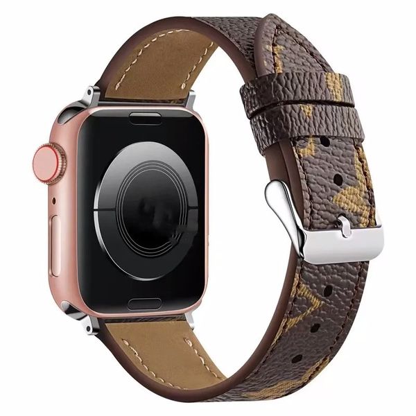 Banda de cuero impresa para Apple Watch Band Diseñador Apple Watch Ultra 8 9 4 5 6 7 Bandas de la serie L 49 mm 38 mm 42 mm 44 mm 45 mm Correa de reloj Reloj monograma clásico Correas inteligentes