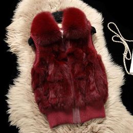 Manteau en cuir de lapin entièrement en herbe véritable, gilet pour femme, débardeur à col en fourrure de renard Haining, Camisole grande taille, hors saison 9972