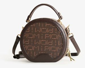 Lederen ronde tas enkele schouder Crossbody portemonnee dubbele ritssluiting